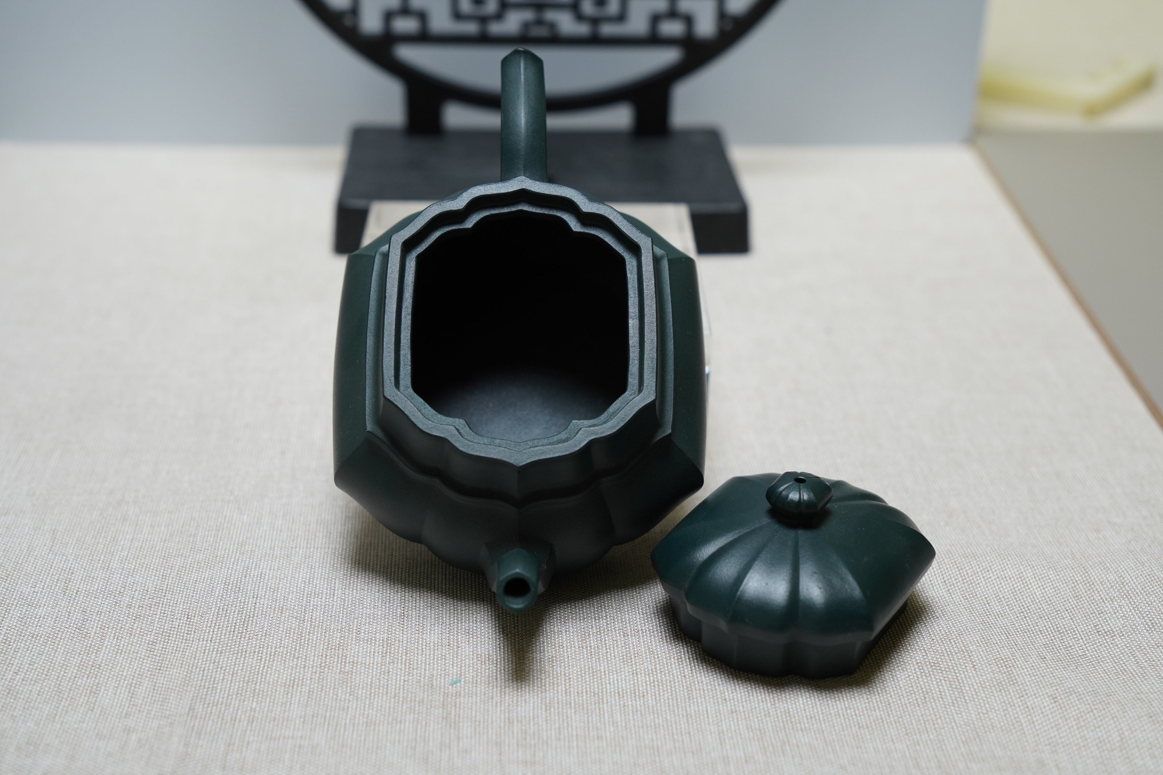 Green clay purple clay teapot made from deep mineral clay, both beautiful and practical